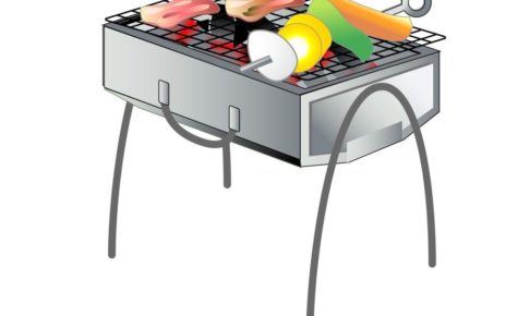 バーベキューコンロと食材